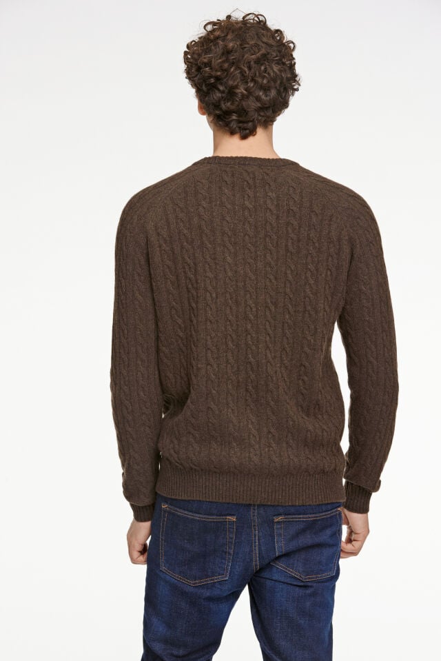 Mens - Lambs Wool Cable Knitted Jumper (30-800227)
