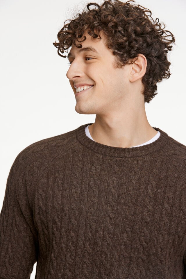 Mens - Lambs Wool Cable Knitted Jumper (30-800227)