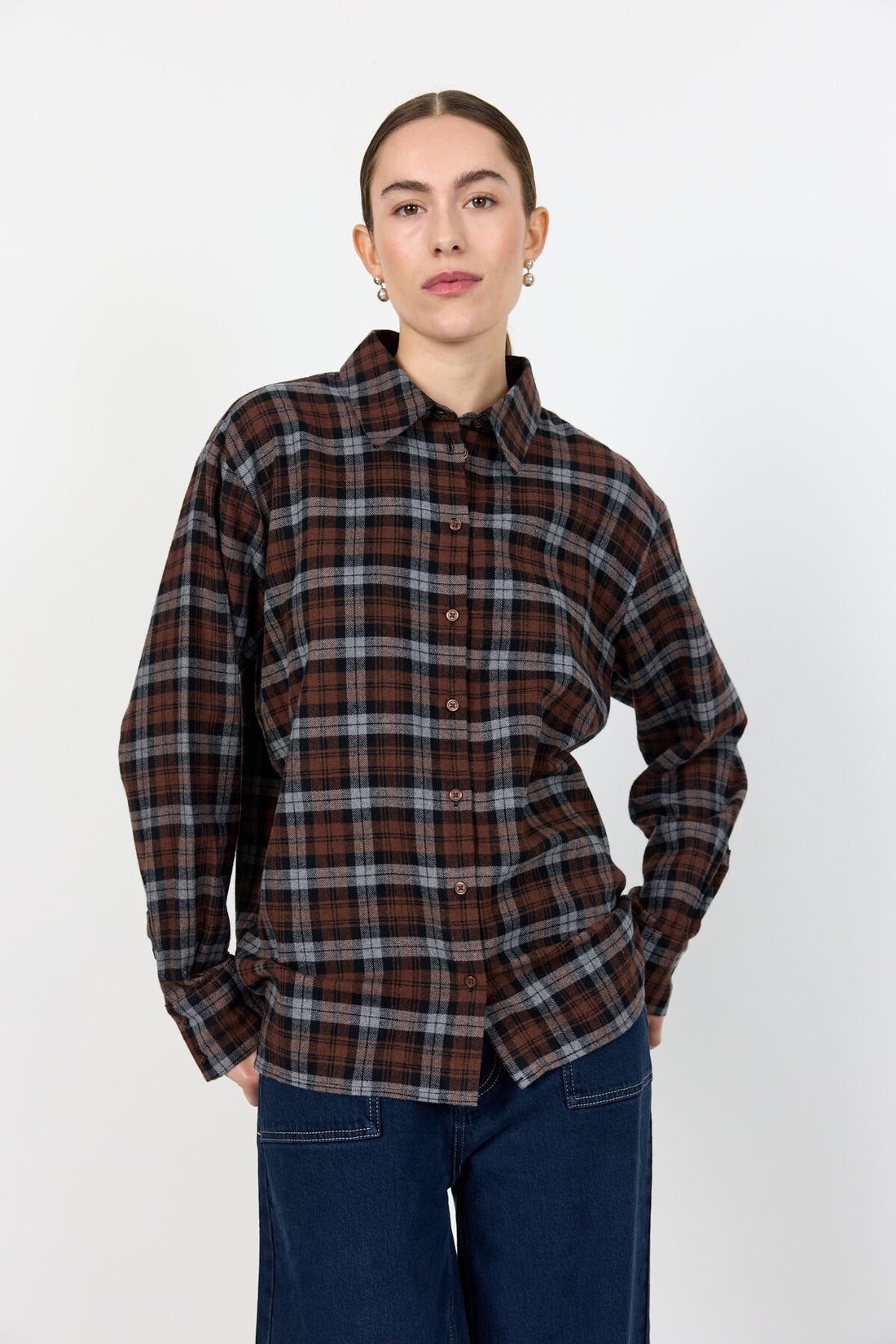 LR-Odansa 2 Cotton Checked Shirt Brown