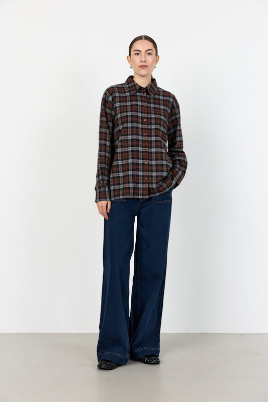 LR-Odansa 2 Cotton Checked Shirt Brown