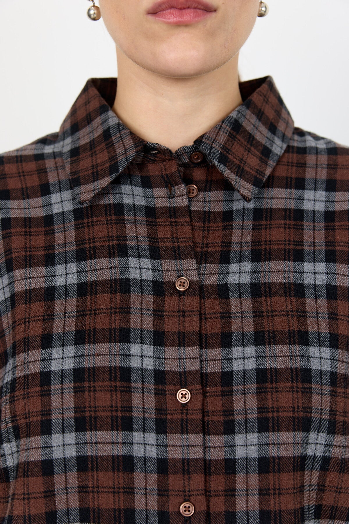 LR-Odansa 2 Cotton Checked Shirt Brown