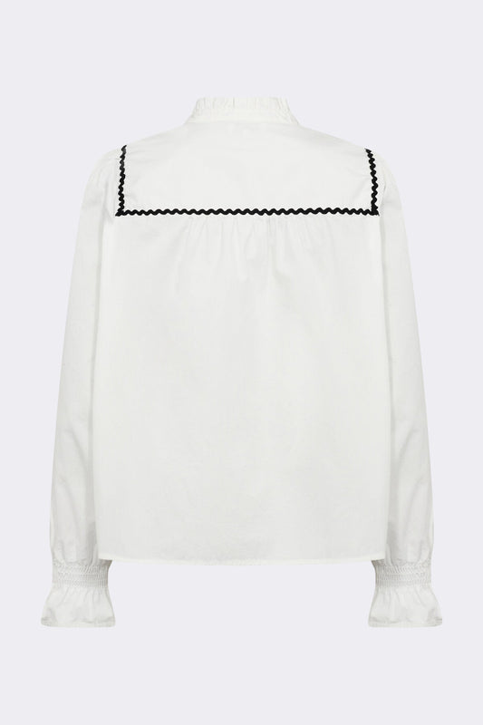 LR-Otto Cotton Blouse with Ruffle Collar White