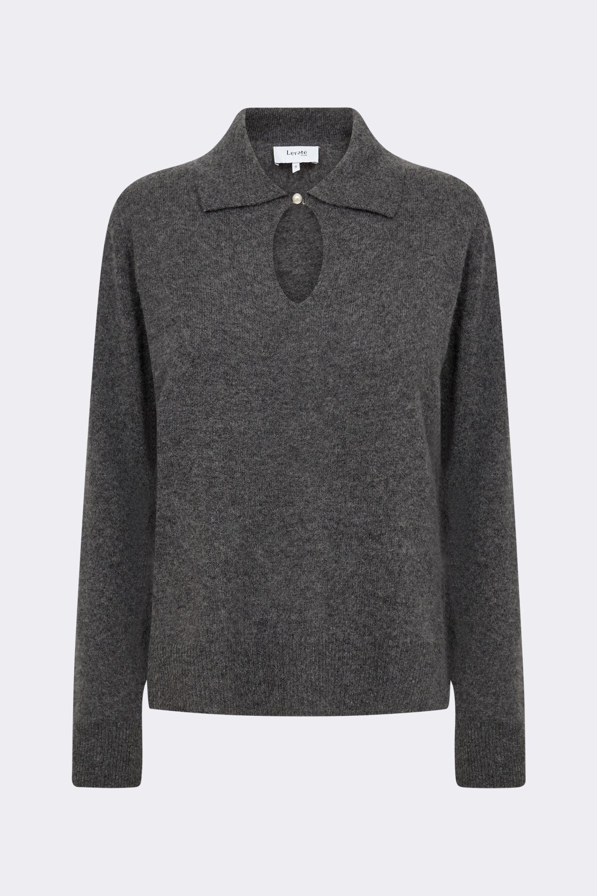 LR-Eloise 13 Pearl Button Cashmere Jumper Dark Grey