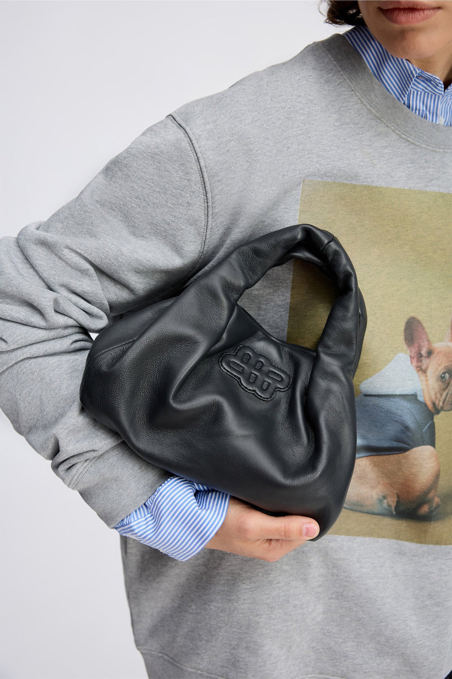 Lixia Small Soft Leather Handbag Black