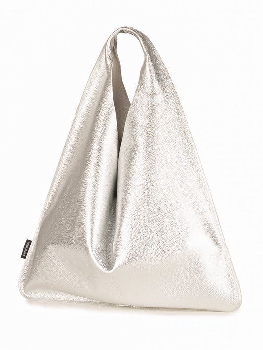 Faux Leather Triangle Metallic Bag