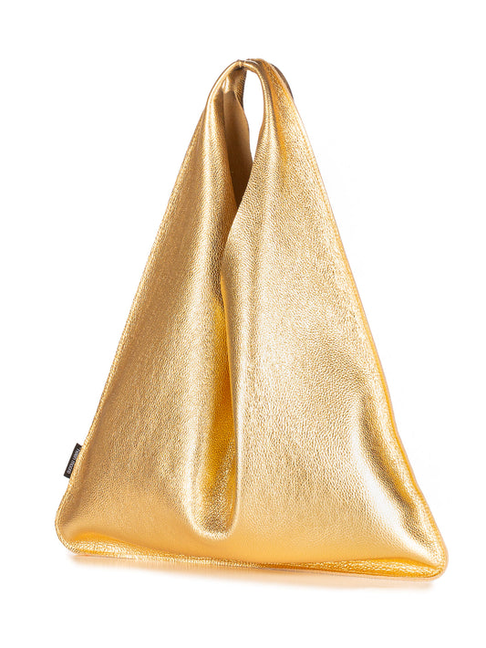 Faux Leather Triangle Metallic Bag
