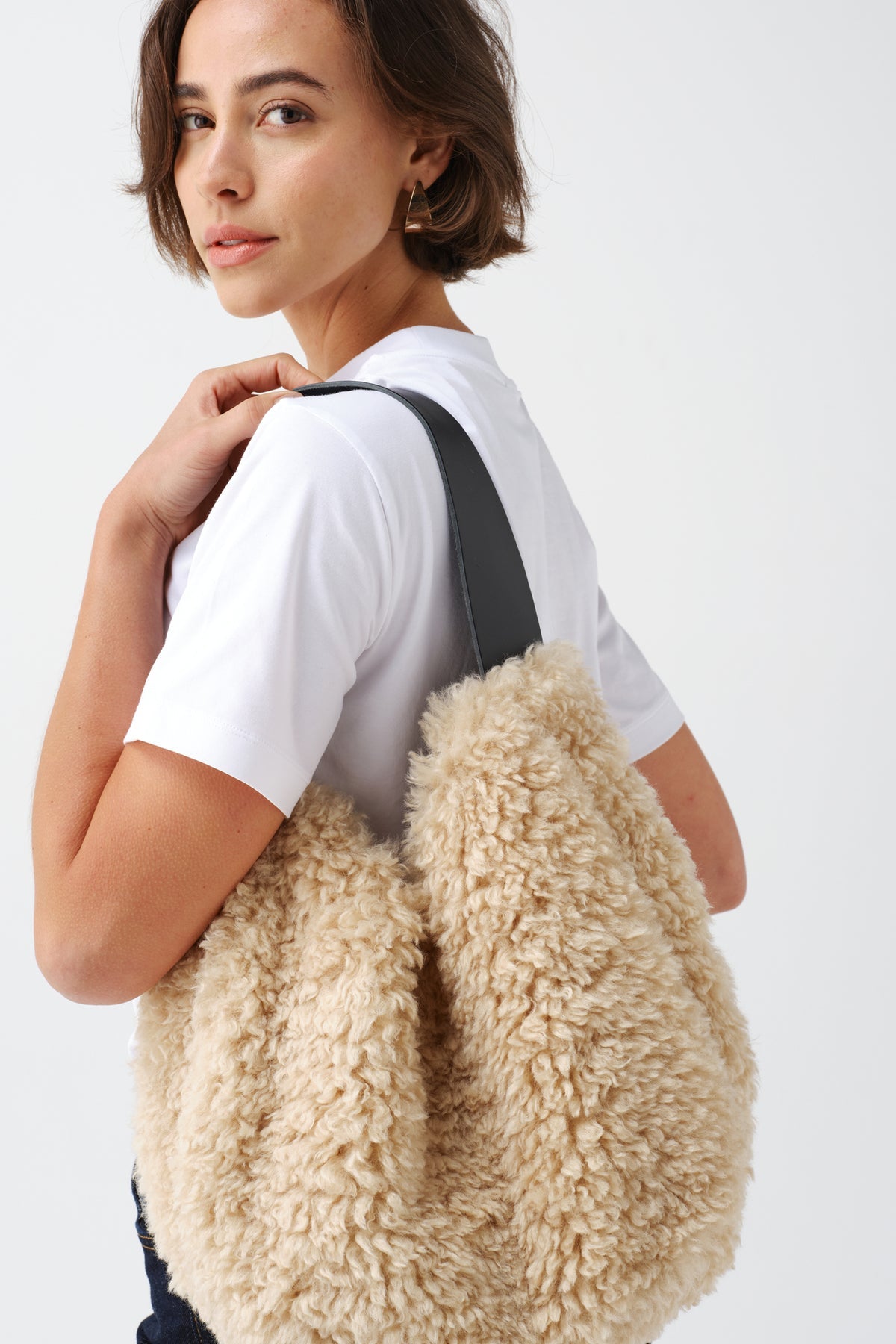 Slouch Faux Shearling Fur Bag