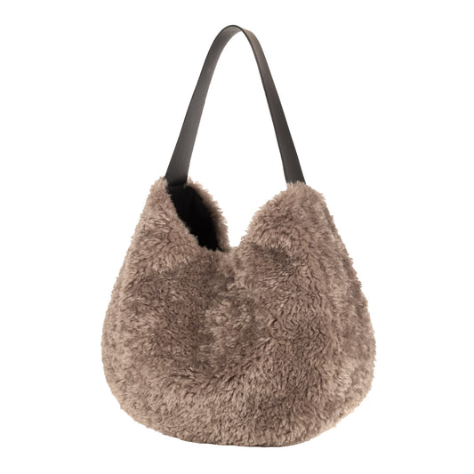 Slouch Faux Shearling Fur Bag