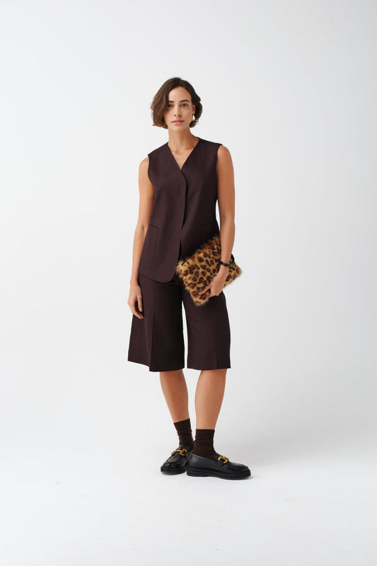 Leopard Printed Faux Fur Clutch Bag