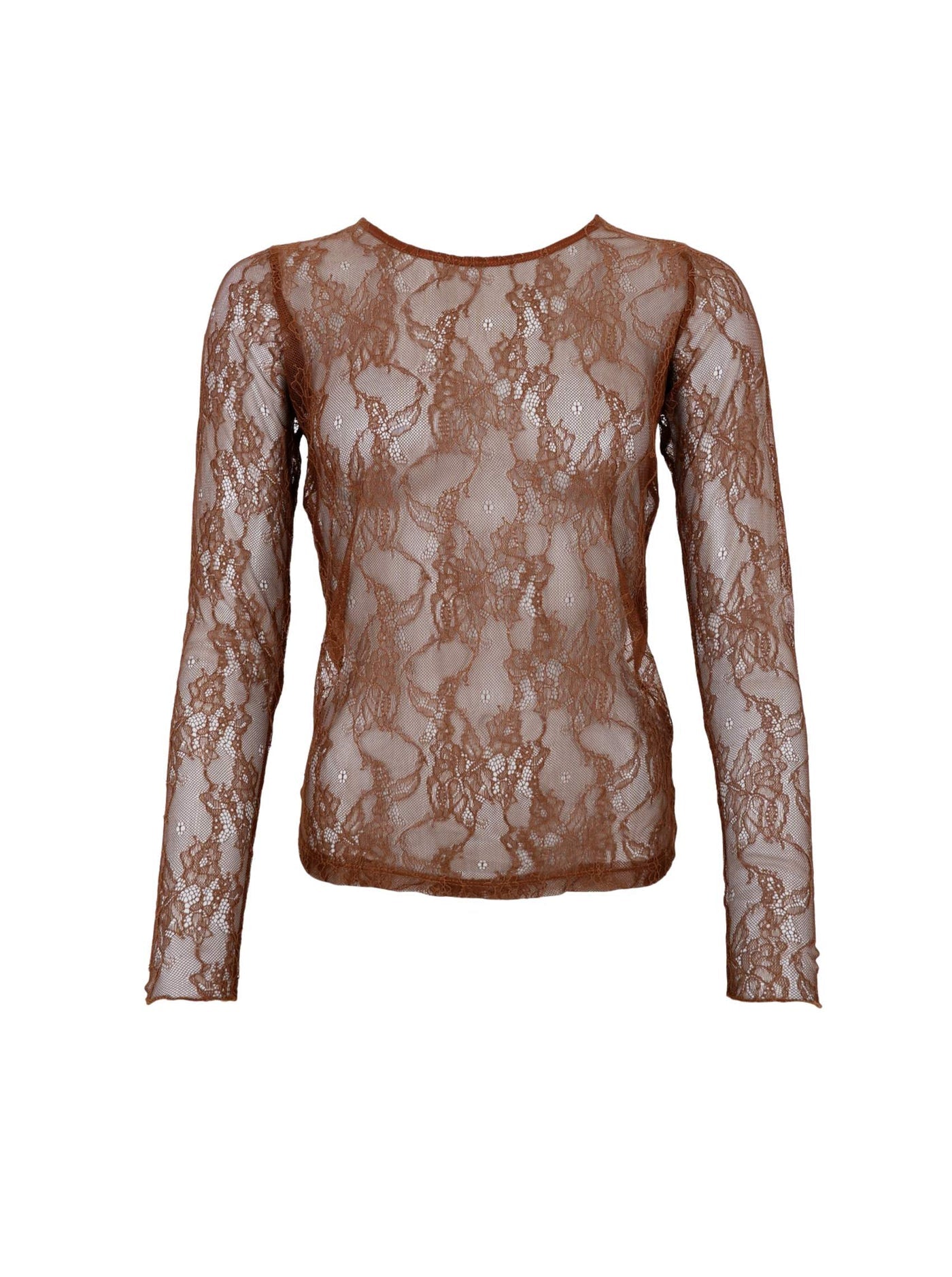 BCLara Long Sleeve Lace Top - Coffee