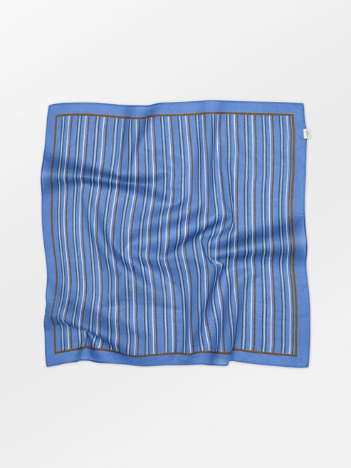Scalloped Striped Cotten Scarf Azure Blue