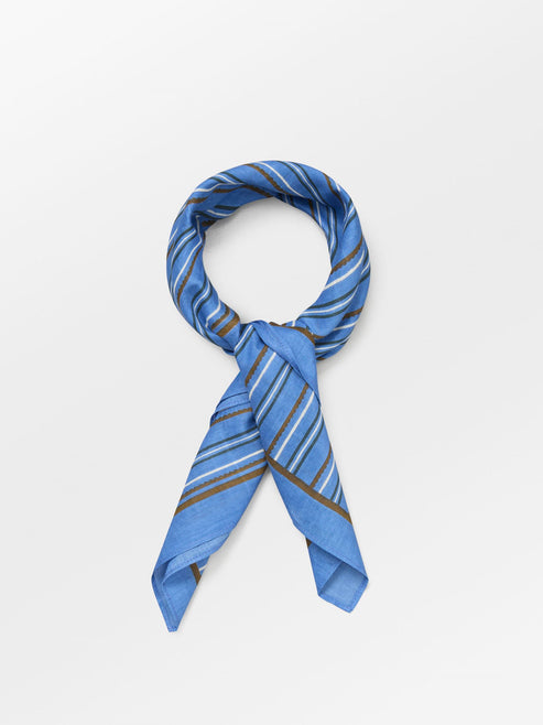 Scalloped Striped Cotten Scarf Azure Blue