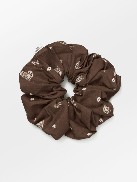 Bloom Paisley Scrunchie Chocolate Brown