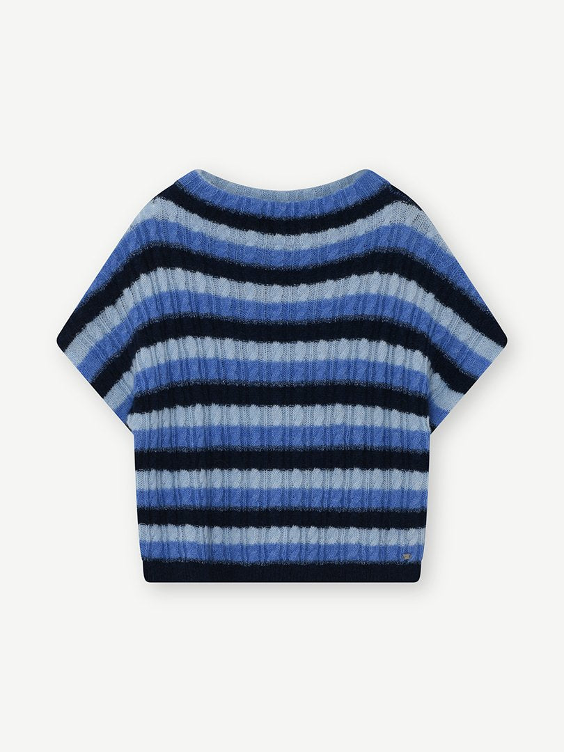 Coya Cable Knitted Cape Blue