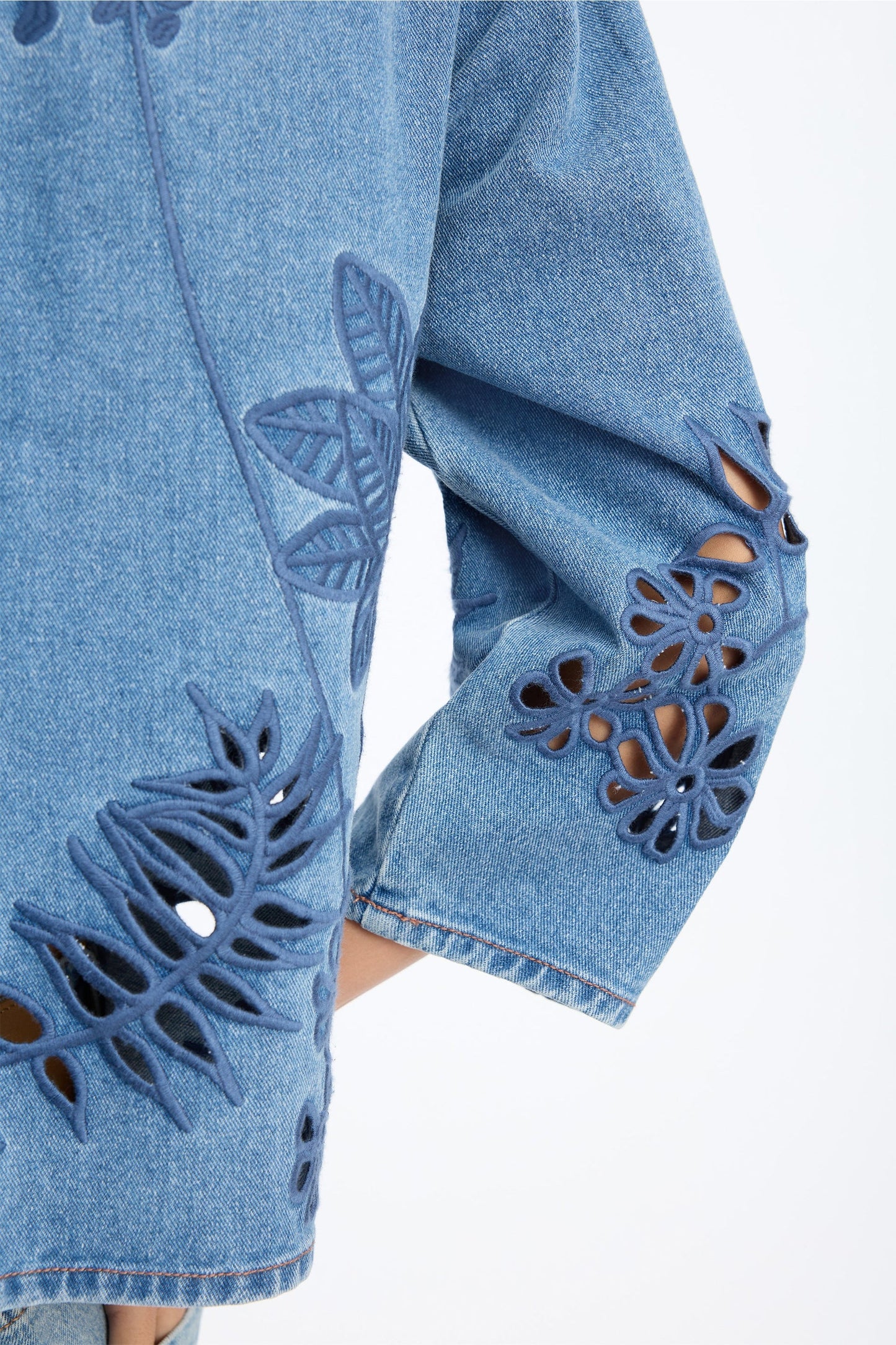 Bramble Broderie Anglaise Denim Blouse Blue