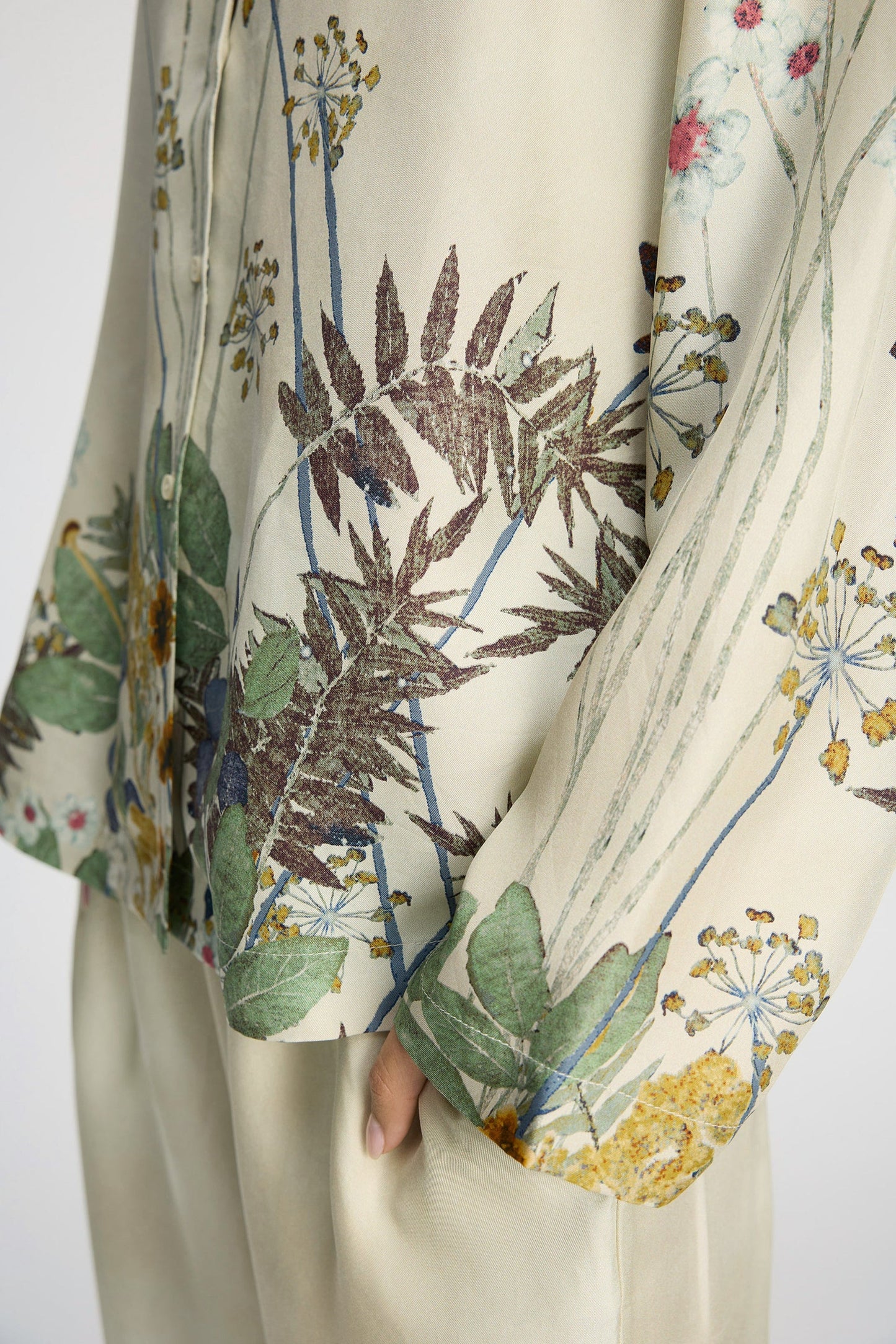 Faiza Silk Printed Shirt Creme