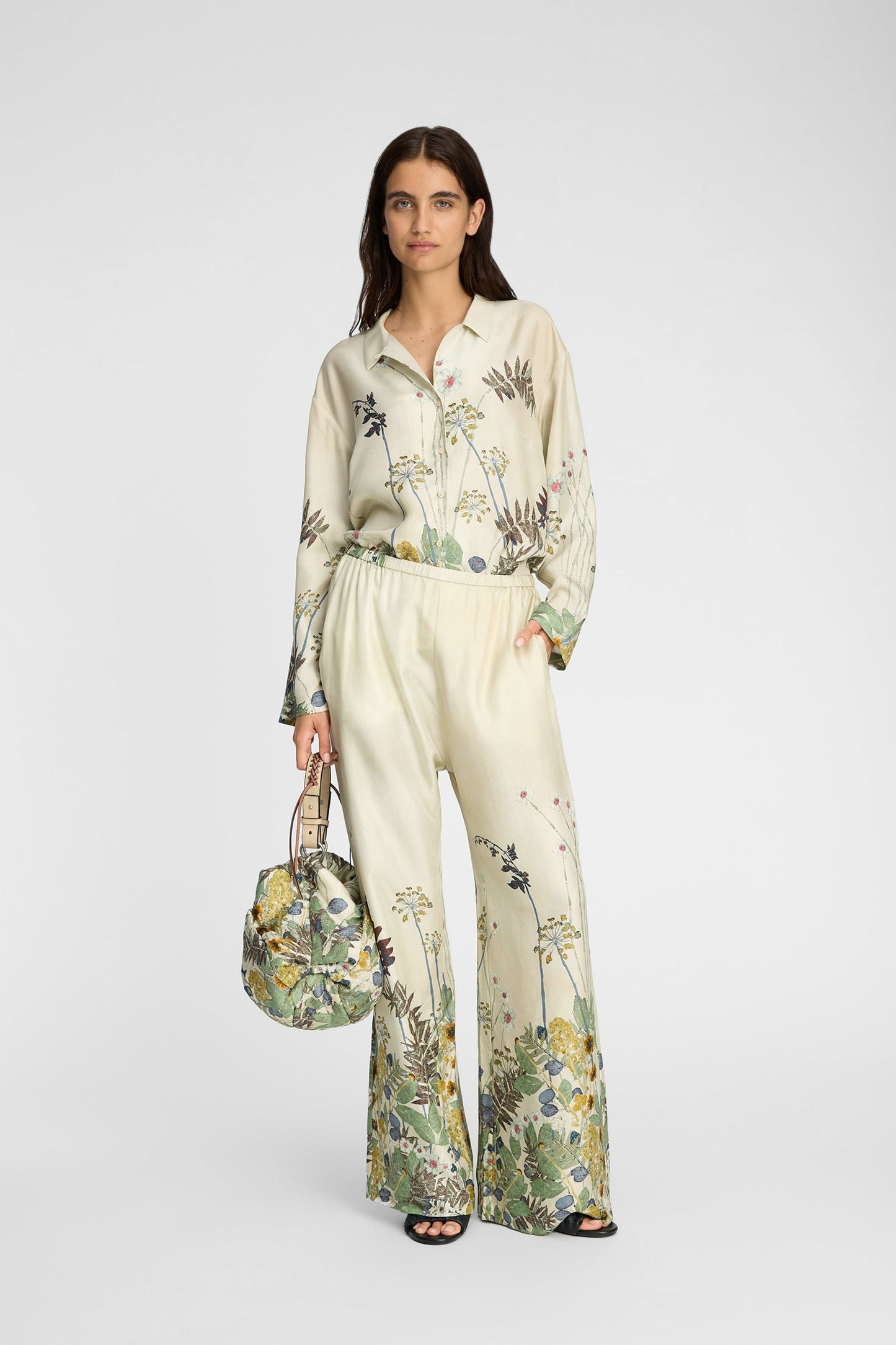 Faiza Silk Printed Shirt Creme