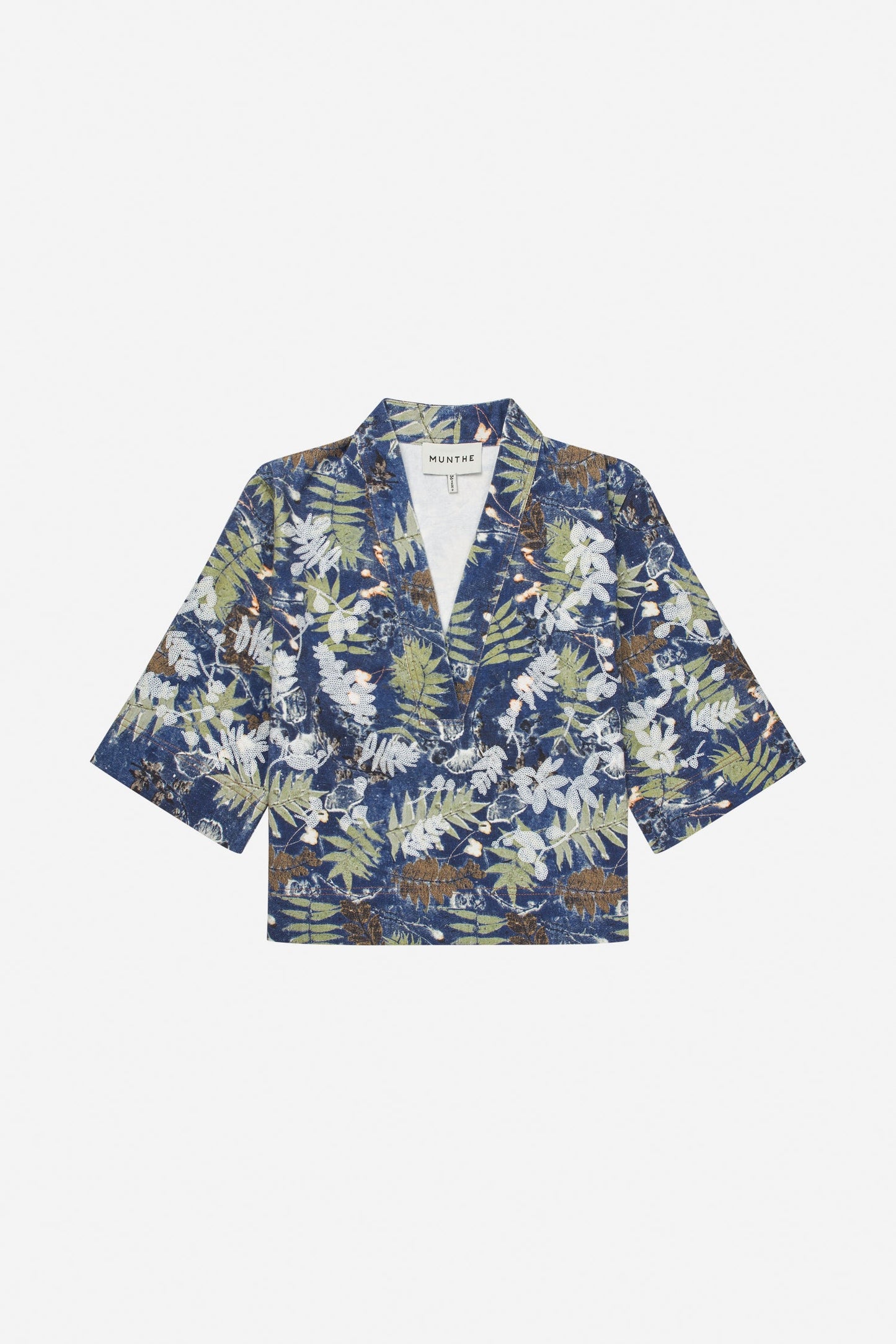 Benoit Printed Denim Top Blue