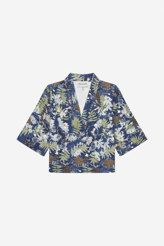 Benoit Printed Denim Top Blue