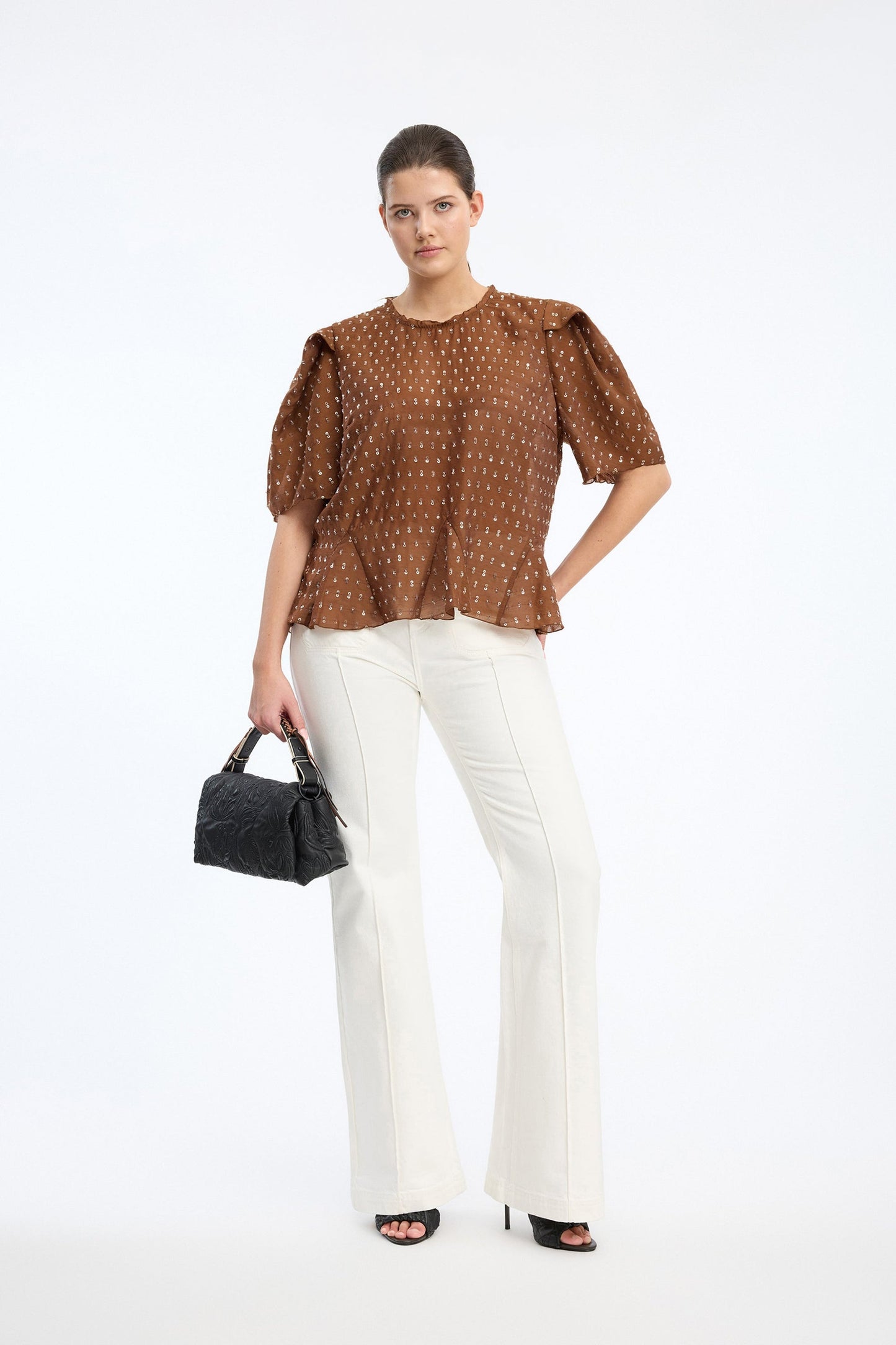 Brown Sequin Blouse Mocca