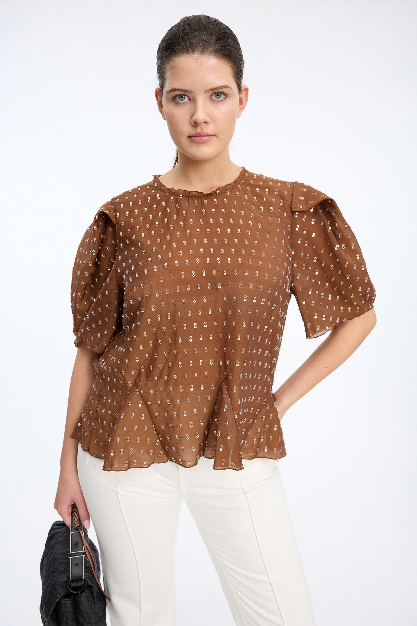 Brown Sequin Blouse Mocca