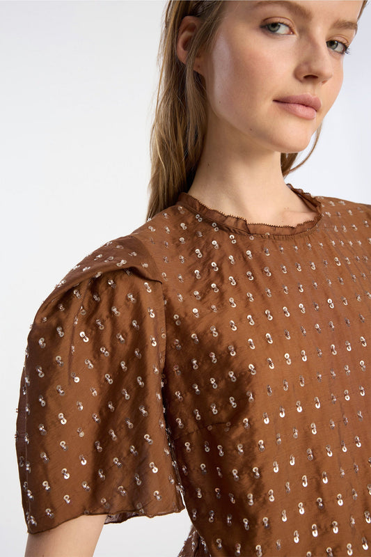 Brown Sequin Blouse Mocca