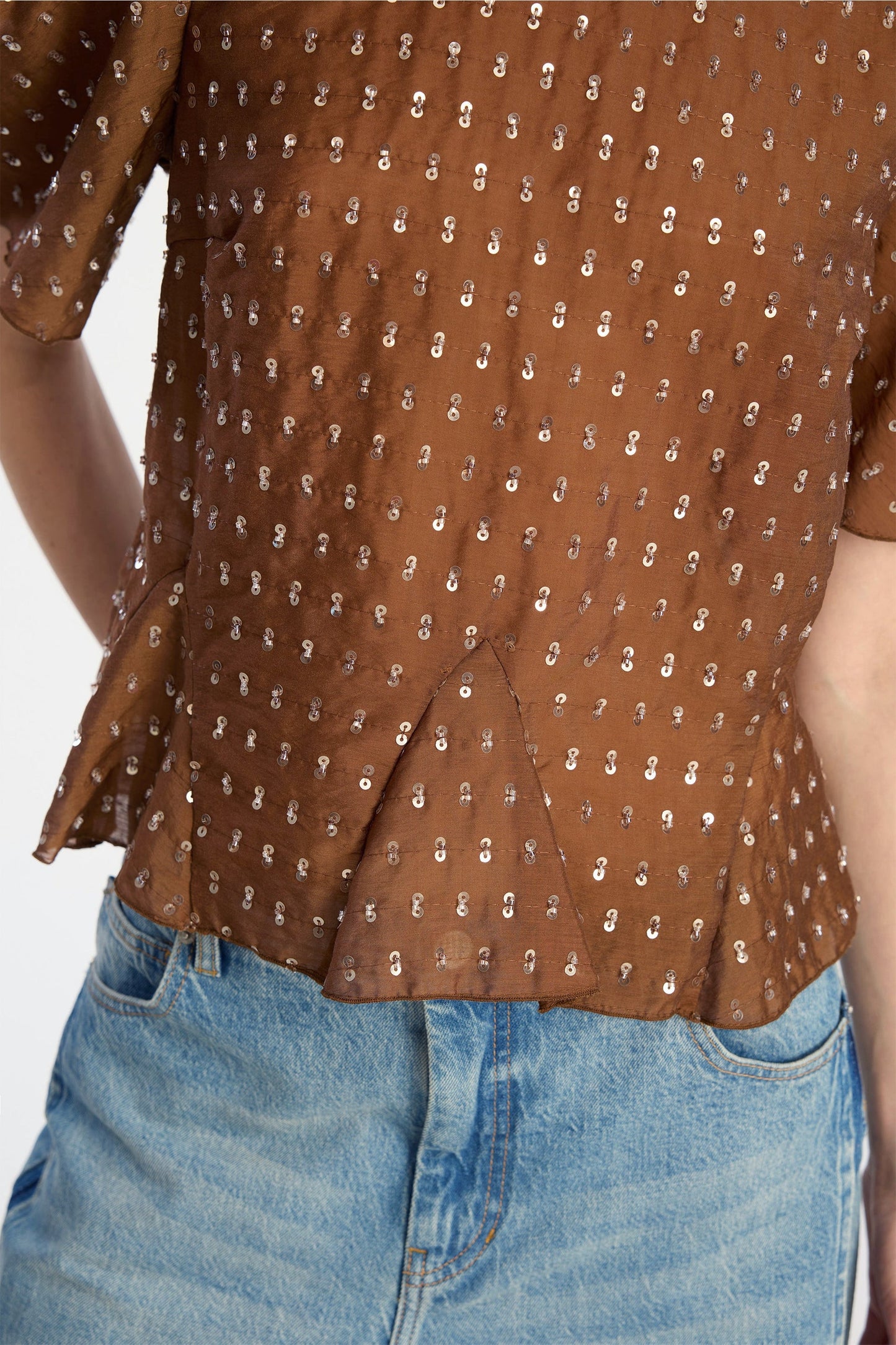 Brown Sequin Blouse Mocca