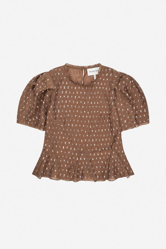 Brown Sequin Blouse Mocca