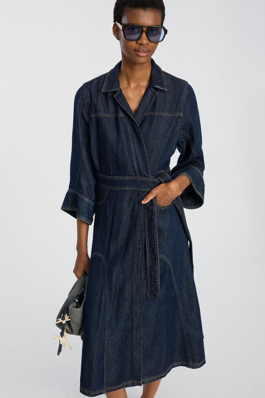 Bliss Denim Wrap Dress Indigo