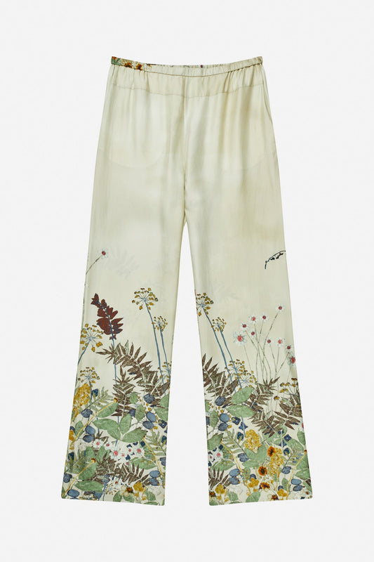 Fabert Floral Printed Silk Trouser PrintCreme