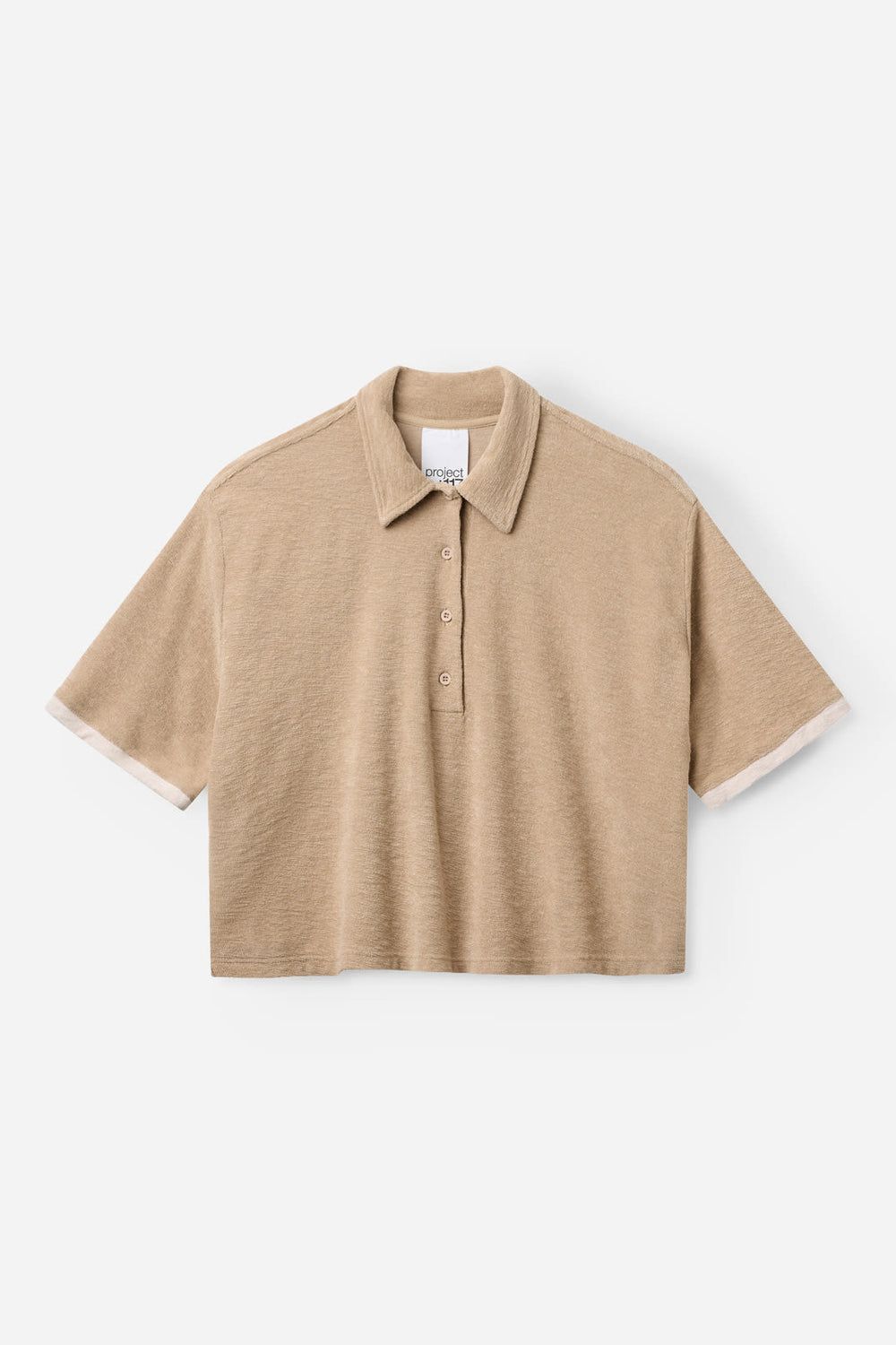 Celine Cotton/Jersey Polo Top Khaki