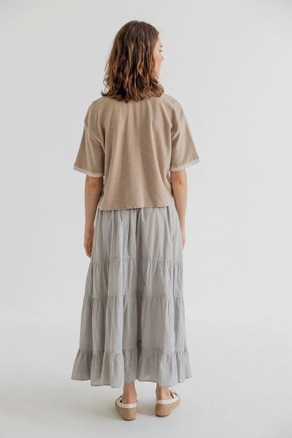Celine Cotton/Jersey Polo Top Khaki