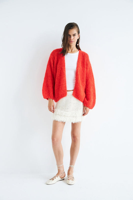 Gina Hand Knitted Cardigan Chili