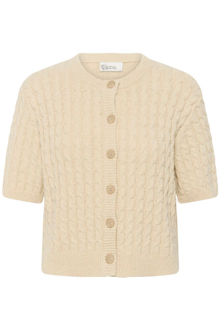 DivaMWKnitted Short Sleeved Cardigan Brown Rice