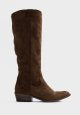 Chart Suede Tall Western Style Boot  Wood
