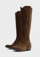 Chart Suede Tall Western Style Boot  Wood