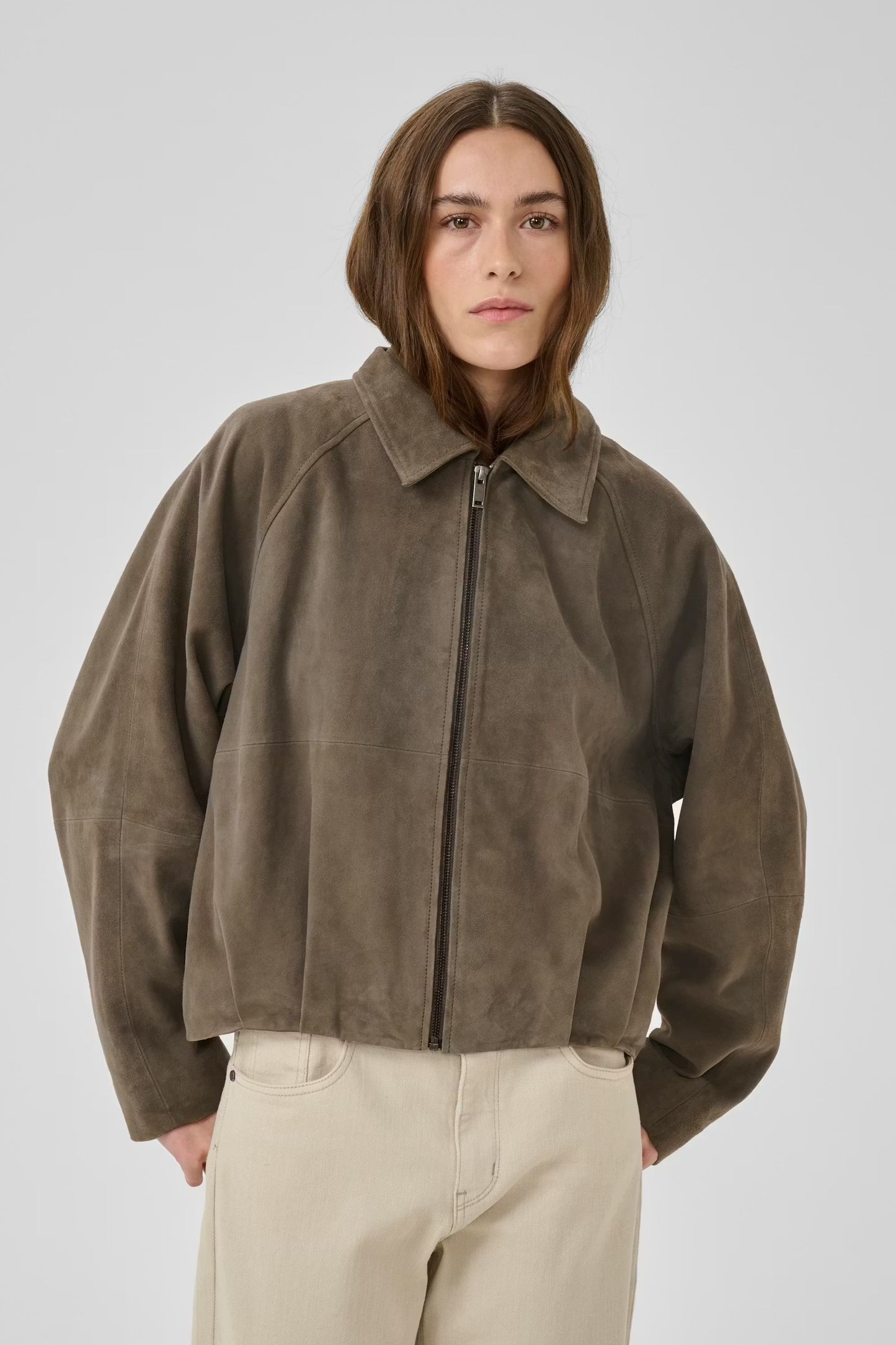PetraMW Suede Bomber Jacket Major Brown