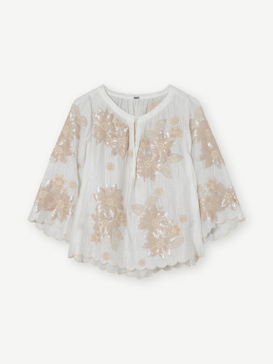 Mira Sequin Blouse Creme