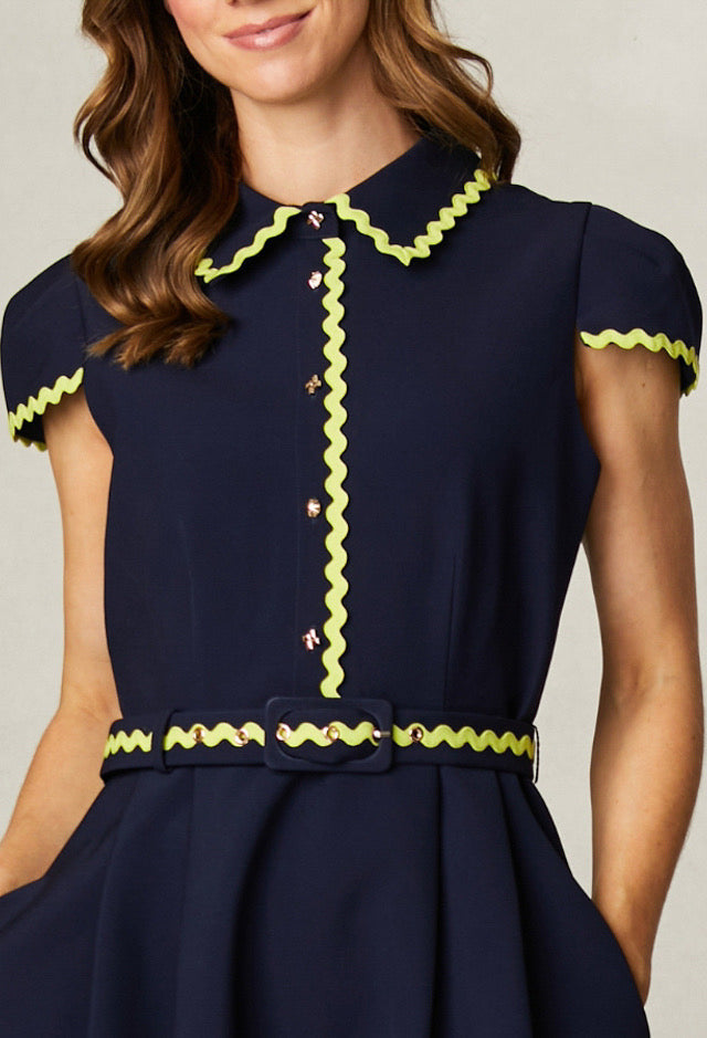 Rick Rack Dress Navy