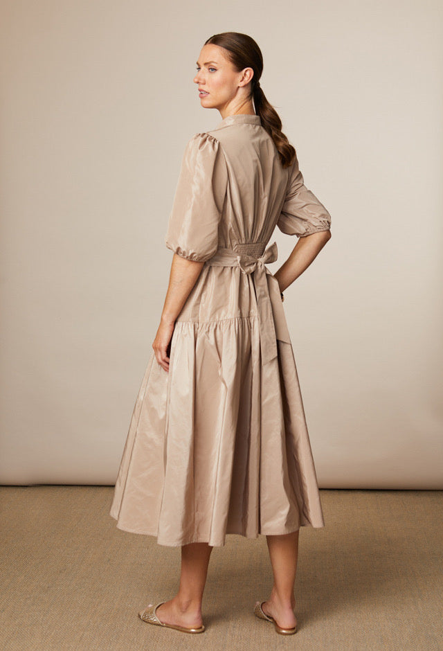 Marley Taffeta Dress Biscuit