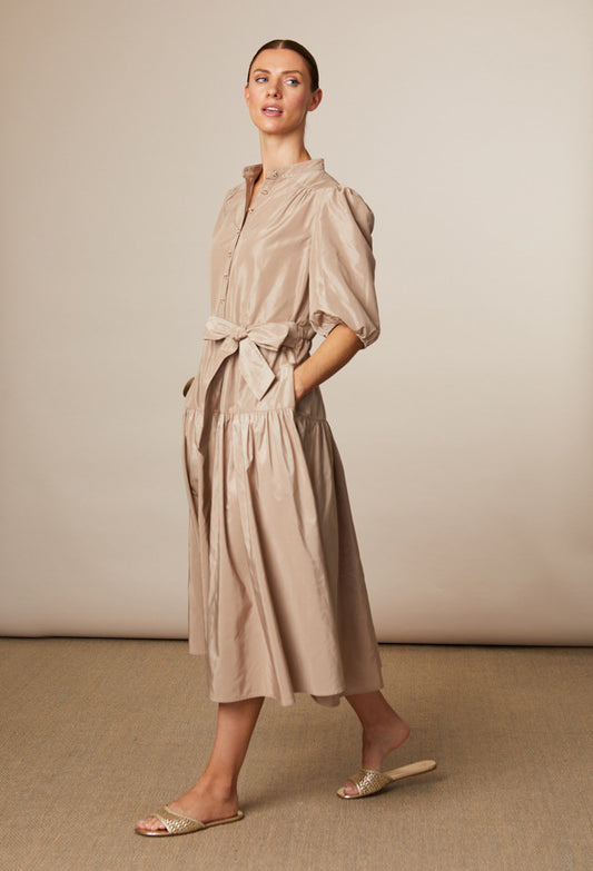 Marley Taffeta Dress Biscuit