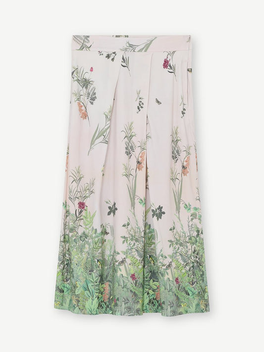 Gustav - Pleated Floral Midi Skirt Multi Colour