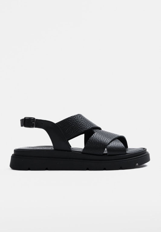 Azura Crossover Leather Sandal Black