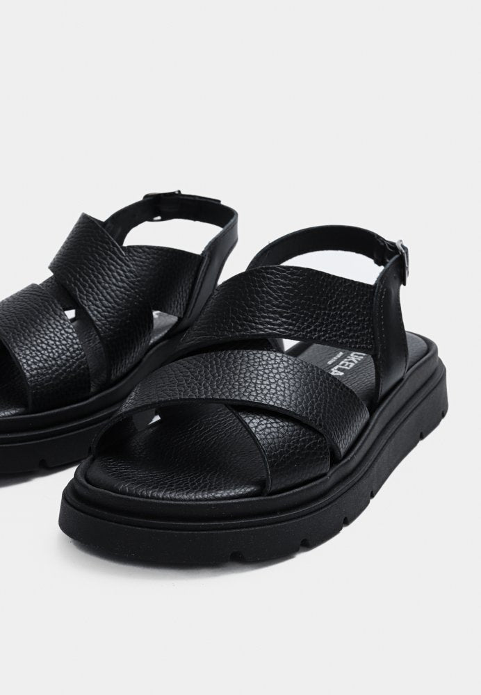 Azura Crossover Leather Sandal Black