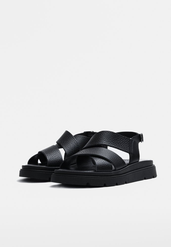 Azura Crossover Leather Sandal Black