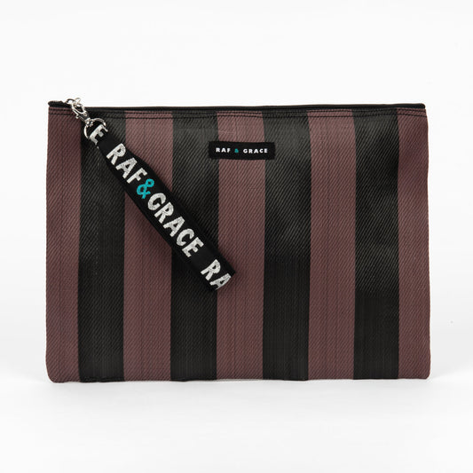 Striped Recycled Large Plastic Pouch
