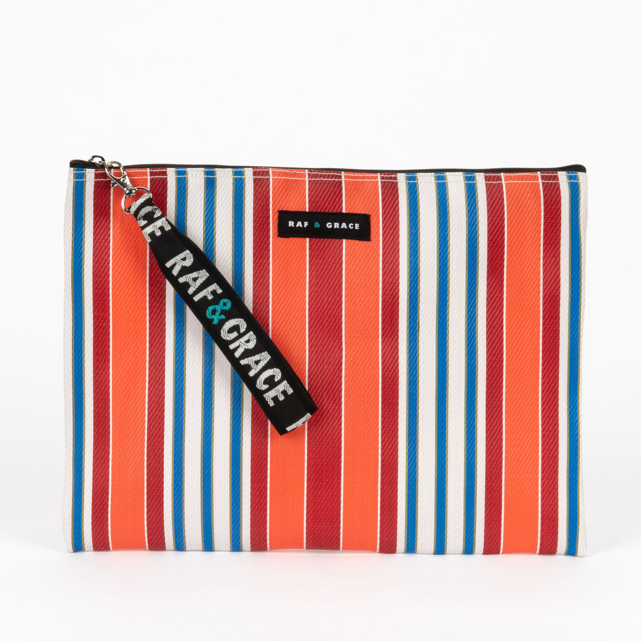 Striped Recycled Large Plastic Pouch
