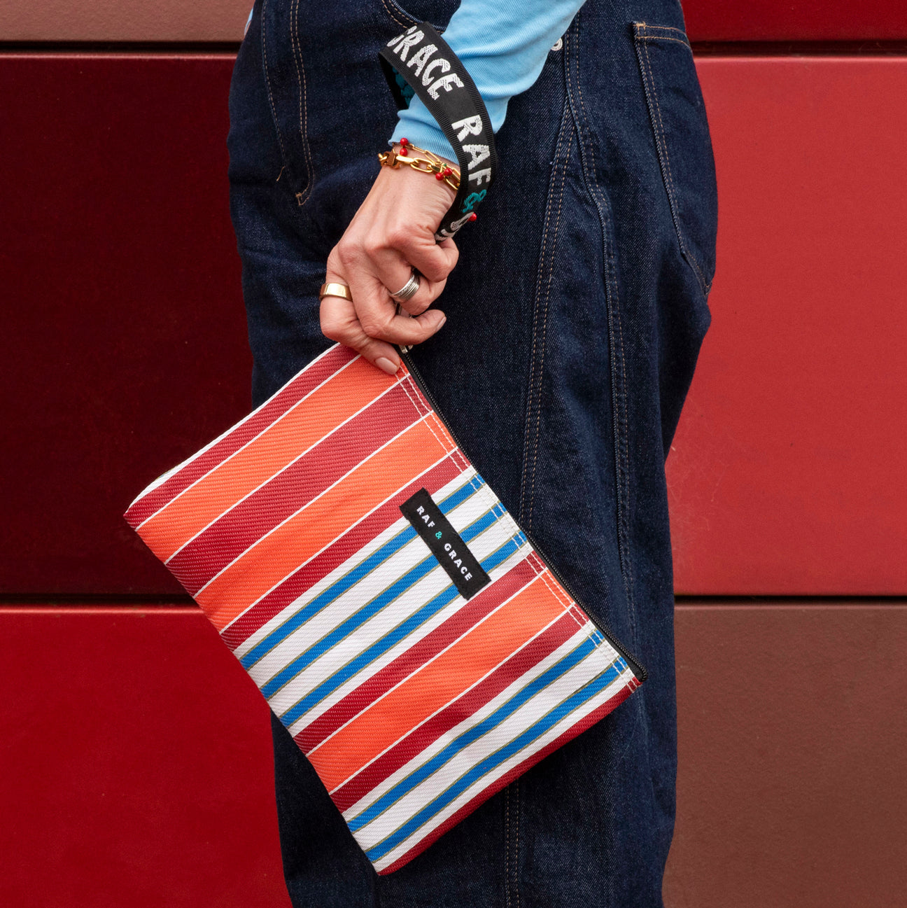 Striped Small Recycled Plastic Pouch
