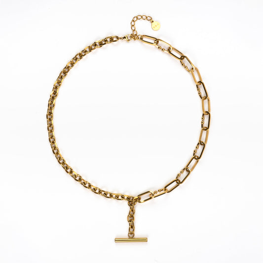 Raf & Grace Claudia T-Bar Necklace Gold