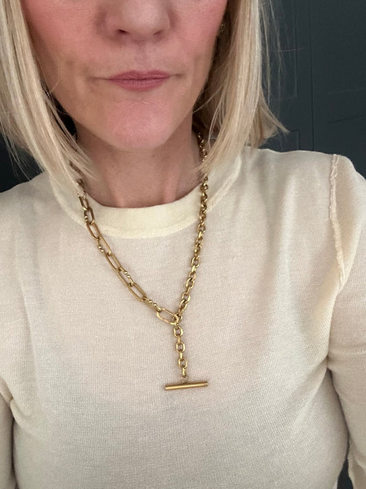 Raf & Grace Claudia T-Bar Necklace Gold
